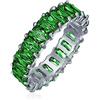Bling Jewelry Anello Eternity con Zirconi Cubici AAA a Canale Rettangolare Taglio Smeraldo Verde Baguette CZ per Anniversario e Matrimonio per Donna in Argento Sterling .925 Anelli Impilabili da 4MM