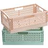 PIANKEKE 2 Pz Cassette Plastica Pieghevoli, Cassetta Pieghevole in Plastica, Cesto Contenitore Plastica Pieghevole, Scatola Portaoggetti Pieghevole per Ufficio Cucina Organizer(30,5x20x11,5 cm, verde/beige)