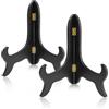 Yitexin 2 pezzi porta piatti da esposizione, Legno decorativo Vintage piedistallo per cucina Arredamento per la casa porta foto da tavola Cavalletti Opere d'arte (Nero, 22,5 cm)
