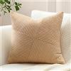 Sungeek 1 Pezzi Federe Cuscini 50x50 in Morbido Velluto a Coste, Fodere per Cuscini Decorativi con Motivo a Strisce e Patchwork Pinwheel Copricuscini Cuscino per Divano Letto Soggiorno, Marrone Chiaro