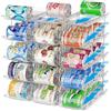 BingoHive Organizer per lattine per dispensa Organizzatore impilabile a 5 ripiani Organizzatore per bibite da dispensa per frigorifero, 60 scomparti, con ruote automatiche, trasparente