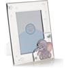 ARTÉ 10x15 Cornice portafoto per BAMBINO, Made in Italy, elegante placcata in argento, Silver Plated antiossidante, Bellissima cornice in Silver Plated con retro in legno laccato bianco E209/CELESTE