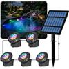 T-SUN Luci Solari per Laghetti 5 in 1 RGB Luce Solari Per Laghetti Faretto Solare per Esterni RGB Lampada Solare Sommersa Con 2 Modalità, IP68 Impermeabile, Per Giardino, Albero, Patio, Stagno