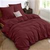 Dreamzie Parure da letto 4 pezzi, copripiumino matrimoniale 240x220 cm + lenzuolo con angoli matrimoniale 140x190 cm, con 2 federe da 65 x 65 cm, Borgogna per 2 persone, microfibra - oeko-tex
