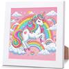 luckyarina Unicorno Diamond Painting per bambini con cornice - Diamont Art immagini animali, unicorno Diamond Painting per bambini a partire dai 4 6 8 10 anni come regalo per decorazione della casa