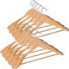 ABHENG Appendiabiti in legno, set di 10 rucce per Completi, gancio girevole di 360°, per giacche, camicie, abiti, cappotti, 44 x 5,5 x 23 cm (L x B x H), Naturale AWY0410N