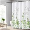 Hoomtaook Tenda Doccia 180x180cm, Tenda per Doccia Impermeabile Polyester Lavabile con 12 Anelli, Orlo Ponderato, Fiori Verde
