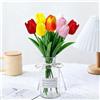 Probuk 10pcs Mazzo di Tulipani Artificiali Multicolore - Linguaggio dei Fiori Completo (2 Arancioni, 2 Bianchi, 2 Rossi, 2 Rosa, 2 Gialli), Decorazione Vivace per Casa, Ufficio & Feste