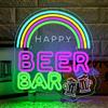 ineonlife Beer Bar Scritte Neon,Happy Beer Bar Scritta Led,Beer Insegne Luminose Per Decorazioni Murali,Insegna Neon Per Birrerie,Uomini's Den,Taverne,Clubs,Festes,Regali