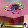 KZT Lampada da soffitto a LED RGB Cambia colore con altoparlante Bluetooth, lampada da soggiorno, luce ad anello, dimmabile, per cameretta dei bambini, con telecomando e app