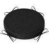 AddGrace Cuscini rotondi per sgabello da bar con lacci, set da 1 Cuscini antiscivolo 31x31cm Fodere lavabili per sedia Fodere rimovibili lavabili Nero