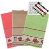 hobbymio.it 3 Pezzi di Strofinacci da Cucina da Ricamare a Punto Croce con 3 Matassine di filo e Schema Ricamo, 3 Strofinacci in spugna colorata, 3 Canovacci con Tela Aida (MIX 2)