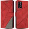 SONWO Cover per Oppo A96 / A76 Custodia, Flip Caso in PU Pelle Case Cover Premium Portafoglio Custodia per Oppo A96 / A76, Supporto Stand, Slot per Schede, Rosso