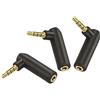 VCE 3 Adattatori Audio Jack da 3,5 mm Maschio a Femmina a 90 Gradi ad Angolo Retto per Cuffie Stereo
