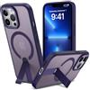 nicekool Cover con Cavalletto Metallico per iPhone 12 Pro Max/13 Pro Max Compatibile con MagSafe, Custodia Trasparente Anti-Graffio con Supporto Antiurto Protettiva Case, 3 Modalità di Supporto, Viola