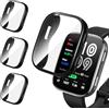 iVoler 3 Pezzi Clear Cover con Pellicola Protettiva per Amazfit Bip 6, Copertura Completa Custodia Anti-Graffio Ultra Sottile Morbida TPU Case, Nero