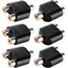 KUOQIY 6 Pezzi Adattatore RCA Splitter, RCA 1 Femmina a 2 Femmina Connettore Phono AV Video Y Splitter, per Subwoofer, Altoparlanti, TV, Audio Digitale, Nichelato