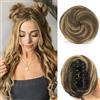 Sofeiyan 2Pcs Mini Chignon per Capelli con Clip ad Artiglio Disordinato Orecchie di Gatto Capelli Estensione Ondulato Sintetica Ciambella Updo Pezzi di Capelli per Donne, Biondo & castano medio