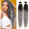 DYbeautyhair Extension di capelli ricci da 61 cm, 200 g, stile bohémien, per intrecciare capelli senza trama, capelli bagnati e ondulati, per donne nere (OT1/grigio, 61 cm (50 g/ciocca x 4))