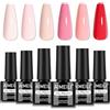 AIMEILI Kit Semipermanente Unghie Rosa 6 Colori Smalto Semipermanente Unghie UV LED Soak Off Smalti Gel Colorati Nail Art 5ml Kit 6-81