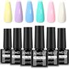 AIMEILI Kit Semipermanente Unghie Pastello 6 Colori Smalto Semipermanente Unghie UV LED Soak Off Smalti Gel Colorati Nail Art 5ml Kit 6-90