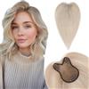 Silk-co Hair Topper Capelli Veri Donna Clip in Lace 28cm 21g Toupee Toupet Silk Base 8 * 11cm # Grigio