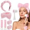 TOEECY 8 Pezzi Set Fascia Capelli Spa Morbida Vellutata Cerchietto Fiocco Elastico Trattamento Viso Trucco Cosmetico Lavabile
