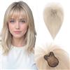 Silk-co Hair Topper Capelli Veri Donna Clip in Lace 28cm 21g Toupee Toupet Silk Base 8 * 11cm con Frangia # Grigio