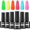 AIMEILI Smalto Semipermanente Unghie Neon 6 Colori Kit Semipermanente Unghie UV LED Soak Off Smalti Gel Colorati Nail Art 5ml Kit 6-91
