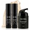 FTN FETEN FETEN Skincare Cofanetto Regalo Uomo - Set Antietà Idratante con Crema Viso Antirughe, Contorno Occhi Antiocchiaie e Siero Vitamina C - Kit Cosmetica e Cura della Pelle Uomo