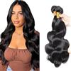 AiPliantfis Body Wave Bundles Human Hair Capelli Veri Tessitura Human Hair Extensions Capelli Umani Natural Black 50g/PC 150G Double Weft Unprocessed Virgin Remy Hair for Women 28 30 32 Pollici