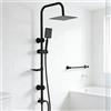 MFUSUL Colonna Doccia Senza Miscelatore 92cm, Set Doccia con Soffione Quadrato e Doccetta in Acciaio Inox, Asta Saliscendi Doccia Regolabile, Installazione Divisa