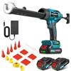 Yofidra Pistola Silicone Elettrica, Pistola Cartuccia a Batteria, Forza 600kg, 6 Velocità, Luce LED, 2x2.0Ah Batterie, 13 Accessori inclusi 5 Ugelli per Cartucce da 300ml per Casa e Lavori Edili