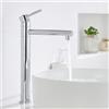 HanCrobiyx Rubinetto da bagno alto, per lavabo, girevole a 360°, per lavabo, per acqua fredda e calda, altezza erogatore 237 mm, cromato