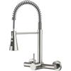 DAYONE Rubinetto da cucina a parete con doccetta abbassabile, miscelatore ad alta pressione in acciaio inox con 3 tipi di getto, girevole a 360°, per montaggio a parete (distanza tra fori 15 cm