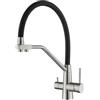TINMAGI Rubinetto Lavello Cucina 3 Vie, 3 in 1 Miscelatore Cucina Estraibile per Acqua Potabile, Rubinetti ad Alta Pressione Girevole a 360 °, con Beccuccio Flessibile, Nichel Spazzolato