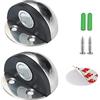 BigCheer Fermaporta Magnetico autoadesivo per Parete o Paviment, Fermaporta in Acciaio Inox, Evita che la porta colpisca il muro,Uso Casa e Ufficio (2 pezzi d'argento)