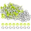 QUARKZMAN 100 Set Kit Occhielli in Metallo 5mm 3/16 Occhiello per Teloni Piccolo con Foro Rondelle per Scrapbooking Scarpe Abbigliamento Pelle Tela, Neon Verde