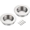 sourcing map 2 maniglie rotonde da incasso in acciaio inox da 50 mm, per porte scorrevoli con viti, design rotondo incorporato per porte scorrevoli di fienile, porte bypass per armadio e cassetti