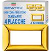 Bratek 4X Placca 4 Moduli Compatibile con Placche BTicino Matix - Sostituisce Placchette BTicino Matix AM4804GOR Colore Oro Lucido - Made in Europe