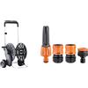 Claber 87262 Carrello AVV. ECOSEI 8980, Nero, 400x400x120 cm & 51359 Set Lance Diritte con Raccordi, 1/2 Pollici, Nero/Arancione