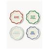 Westwing Collection Set di 4 piatti da colazione in porcellana con motivo decorativo Tutti - Bianco, Colorato