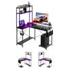 VEVOR Scrivania da Gioco per Computer a Forma di L Scrivania Angolare Reversibile 1200x900x1600 mm con Prese di Corrente Supporto CPU Ripiani Portaoggetti Tavolo Gaming per PC Ufficio Domestico