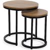 VERSA Megan Tavolino Ausiliario per Soggiorno, Tavolino Moderno, Insieme di 2, Misure (A x L x l) 48 x 45 x 45 cm, Legno e Metallo, Colore Marrone e Nero
