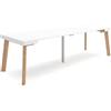 Skraut Home | Consolle allungabile | Tavolo consolle allungabile | 260 | Per 12 persone | Gambe in legno | Stile moderno | Bianco