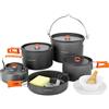 Odoland Set di Pentole da Campeggio 18 Pezzi per 1-5 Persone, Kit di Campeggio con 3 Pentole, 1 Padella e 1 Bollitore, per Campeggio Trekking Escursioni Viaggio Cucina Outdoor e Picnic