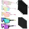 HUIKUANGEU Sports Sunglasses,6 Pezzi Cycling Glasses,Occhiali da Sci,Occhiali Ciclismo,Occhiali da Neve,Occhiali Sportivi,Cycling Sunglasses,per Ciclismo,Motociclismo,Corsa,Sci,Alpinismo e Pesca