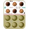 Olivia Stampo cupcake e muffin 12 posti antiaderente 35x26,5x2,7cm acciaio al carbonio 12 pezzi