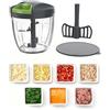 Ibergrif Tritatutto Manuale a Corda 900 ml con Lame in Acciaio Inox e Paletta, Base Antiscivolo, BPA Free, Portatile Trita Cipolla Manuale per Aglio Frutta Secca Pappe Bimbo