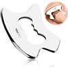 hautllaif Gua Sha acciaio inossidabile, Gua Sha pietra per Jawliner, viso, occhi, collo per la cura della pelle, strumento di massaggio del corpo (argento)… (04)